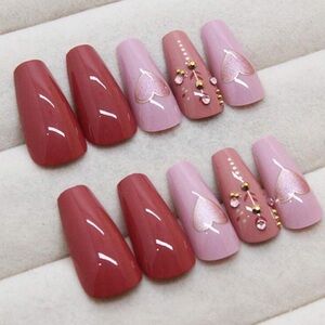 24PC Medium Length Coffin Press-On Nails